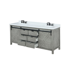 English Elm Ash Grey Double Bath Vanity With Cultured Marble Top, Soft-Close Drawers & Matte Black Faucet Set B2731P260177
