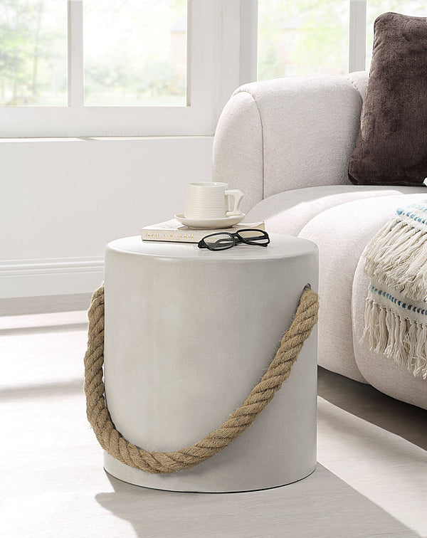 English Elm Gene Natural Finish Fiber Concrete Accent Table with Faux Concrete Top, Eco Cement Modern Charm Gray 19.7 L x 18.6 W x 18.6 H B2726P246012