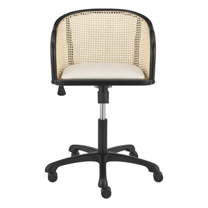 Eurostyle Elsy Modern Cane Back Office Chair - Stylish Black & Beige Velvet Design For Chic Workspaces Beige,Black Solid Wood 08194-blk