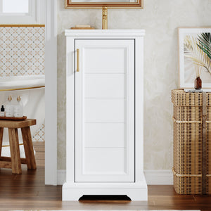 English Elm 16-inch French Bathroom Vanity with Ceramic Undermount Sink, Soft-Close Door, Vintage Carvings, White N710P330979K