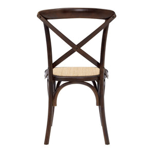 EuroStyle Neyo Solid Birch Dining Side Chairs with Padded Rattan Seats Walnut Set of 2 08198WAL