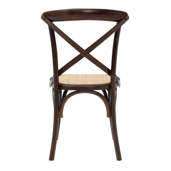 EuroStyle Neyo Solid Birch Dining Side Chairs with Padded Rattan Seats Walnut Set of 2 08198WAL