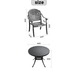 English Elm 5-piece Cast Aluminum Outdoor Dining Set with Ornate Relief Carved Patio Chairs W1710S00616