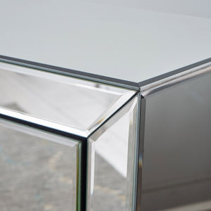 English Elm Christopher Knight Home® - 17.70'' Mirrored Nightstand - Silver Glass 3-Drawer Accent Table, Compact Glam Bedside Storage, Smooth Metal Glides 60982.00