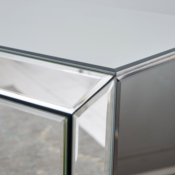 English Elm Christopher Knight Home® - 17.70'' Mirrored Nightstand - Silver Glass 3-Drawer Accent Table, Compact Glam Bedside Storage, Smooth Metal Glides 60982.00