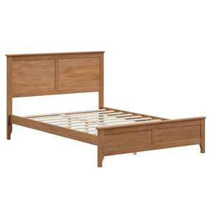 English Elm Modern Pine Wood Full Platform Bed Slatted Headboard Minimalist Bedroom Frame Seadrift N701P407155S
