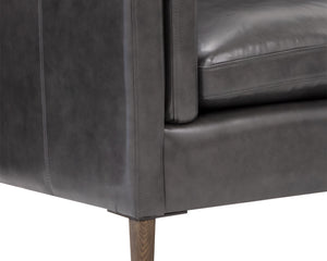 Sunpan Richmond Modern Sofa in Cortina Black Leather – Stylish Comfort with Solid Wood Legs & Unique Design