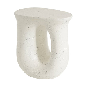 English Elm Outdoor Mgo Side Table Travertine Terrazzo White Finish for Patio Lounge Seating N768P410930W