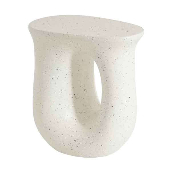 English Elm Outdoor Mgo Side Table Travertine Terrazzo White Finish for Patio Lounge Seating N768P410930W