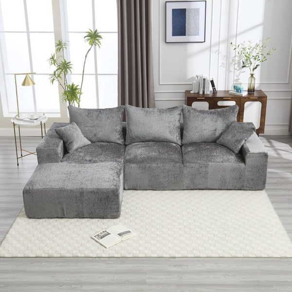 English Elm United We Win L-Shaped Chenille Sofa – Plush Comfort, Spacious Design, No Assembly Required, Modern Style W1568S00123-GIGA