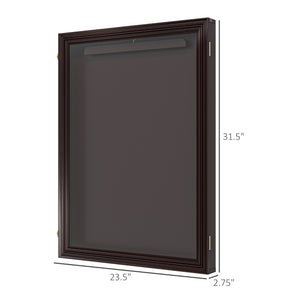 English Elm HOMCOM Shadow Box Jersey Display Case 23.5" x 31.5" Brown UV-Resistant Acrylic with Locks and Hooks W2225P173823