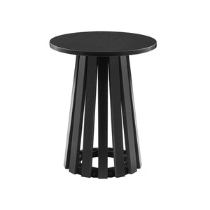 English Elm Layla Round End Table with Slatted Conical Base, Wood Grain Finish, Compact Surface for Decor Black B365P398080