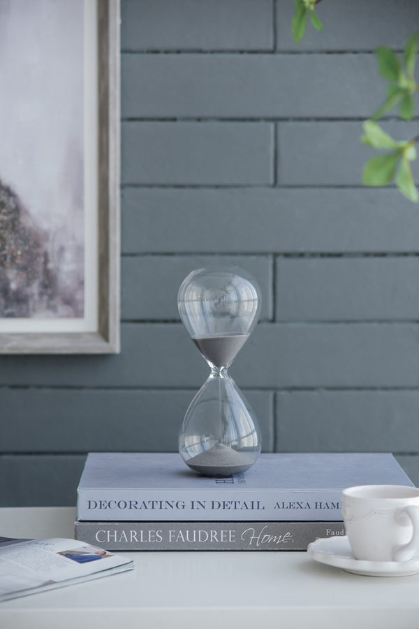 English Elm Set Of 2 Elegant 30-Minute Hourglasses With Gray Sand - Modern Decor For Home & Office Spaces W2078P278060-GIGA