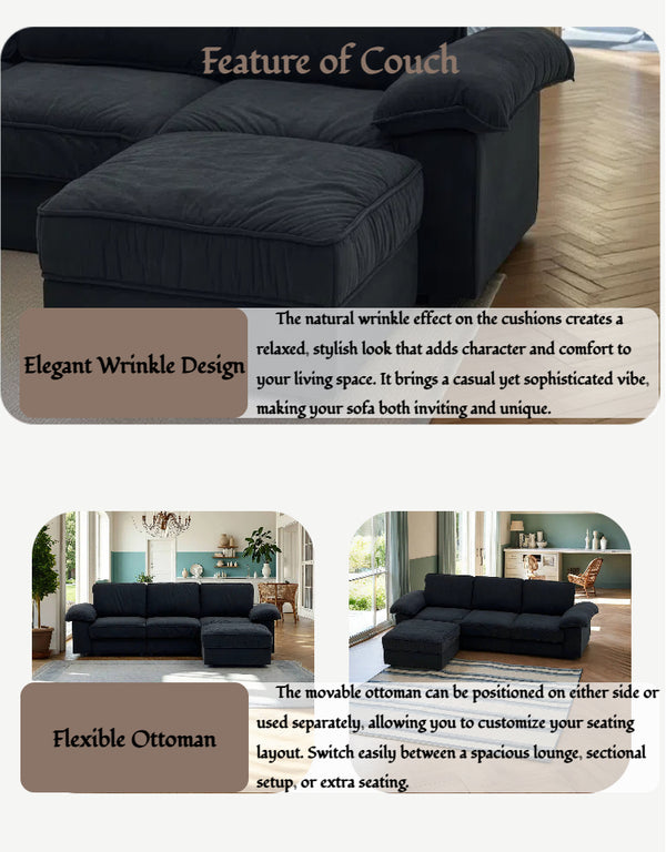 English Elm Fx-P20M-3S0-Bk Modern L-Shaped Sectional Sofa With Storage, Deep Cushions & Space-Saving Design W576S00234