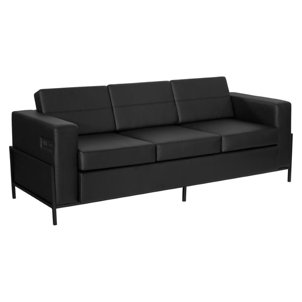 OSP Home Furnishings Arctic Two Seat Faux Leather Reception Lounge Chair with Usb Charging Modern Frame Sofa ARCT53-U65
