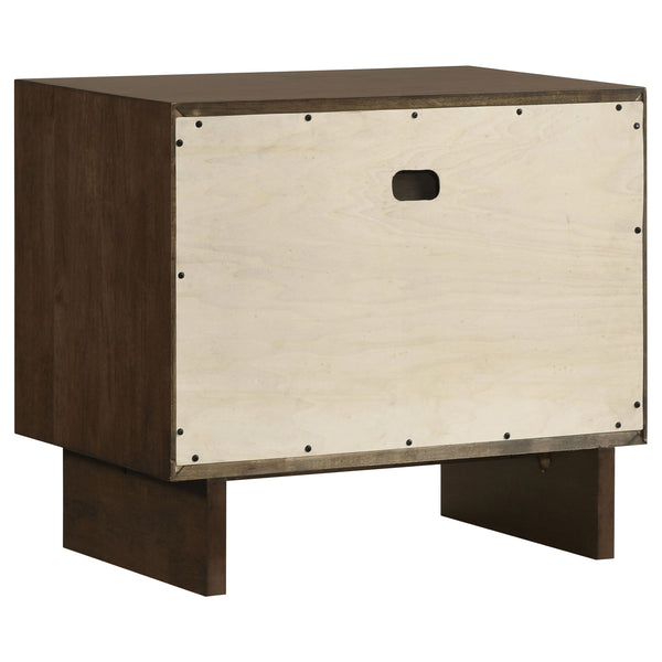 English Elm Hemlock Solid Wood 2-Drawer Nightstand in Warm Brown — Smooth Fingertip Pulls, Soft-Glide Storage B062P378389