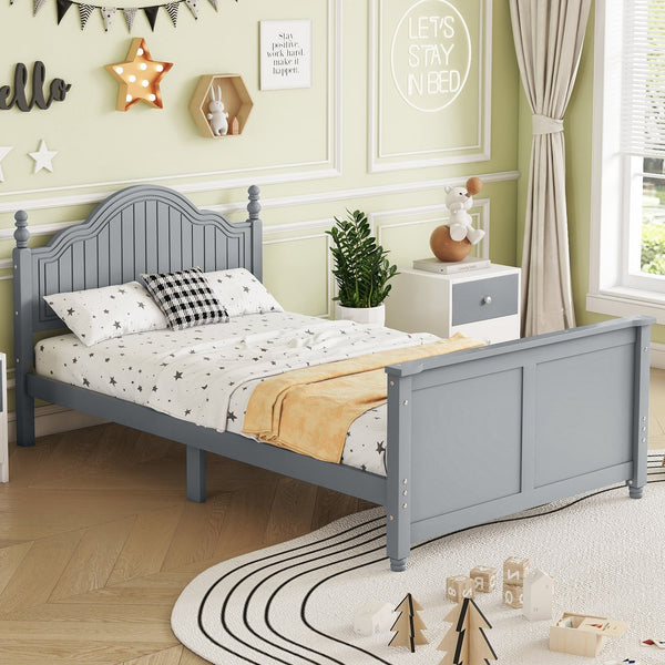 English Elm Twin Solid Wood Twin Platform Bed with Headboard & Footboard, Gray Kids Guardrail, Sturdy 250LB Capacity, 78.7"x42.2"x36" W2593P358752