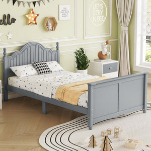 English Elm Twin Low Profile Kids Platform Bed Solid Pine Frame with Guardrails and Storage Grey W2593P411270