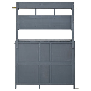 English Elm (with Hutch) Topamx Solid Fir Potting Bench Patio Workstation Spice Rack Drawer Gray N717P404331E