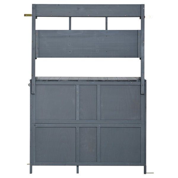 English Elm (with Hutch) Topamx Solid Fir Potting Bench Patio Workstation Spice Rack Drawer Gray N717P404331E
