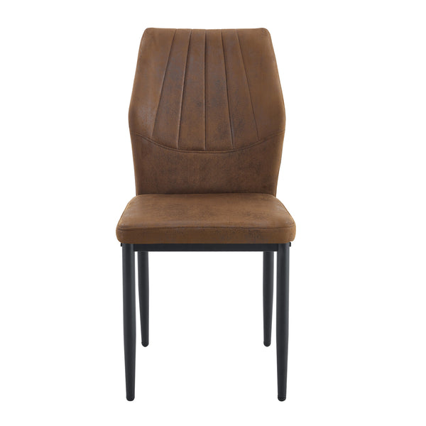 English Elm Set of 4 Brown Shell-Pattern Dining Chairs with Ergonomic Tech Fabric, Sturdy Metal Legs, 37" Brown+Black W1151P359591