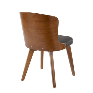 English Elm Bocello Mid-century Accent Chair Bamboo Slatted Back Faux Leather Seat Walnut Legs B202P223832