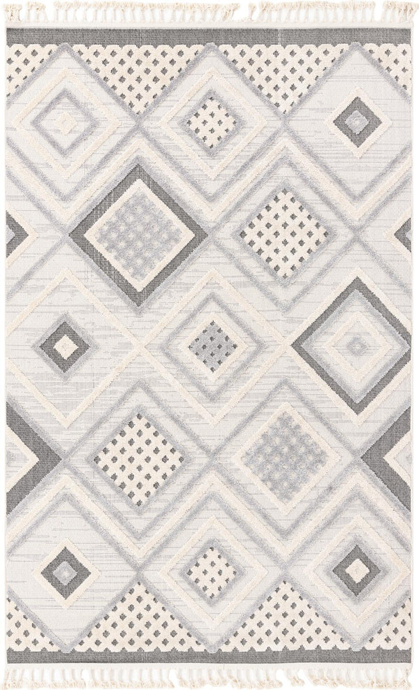 Unique Loom Arlo Hannah Machine Made Geometric Rug Sandy Beige, Gray/Beige/Black 6' 1" x 9' 0"