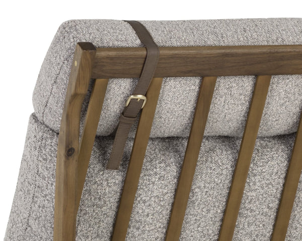 Sunpan ELANOR Lounge Chair - Stylish Walnut Frame with Copenhagen Cappuccino Boucle & Leather Straps 112585