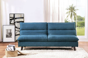 English Elm Casual Blue Textured Fabric Sleeper Sofa with Adjustable Back for Studio or Guest Room B011P261200
