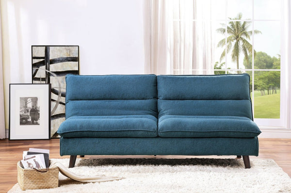 English Elm Casual Blue Textured Fabric Sleeper Sofa with Adjustable Back for Studio or Guest Room B011P261200
