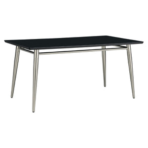 OSP Home Furnishings Brooklyn Matte Wood Top Coffee Table with Brushed Nickel Frame for Modern Living Black MG1242S-BK