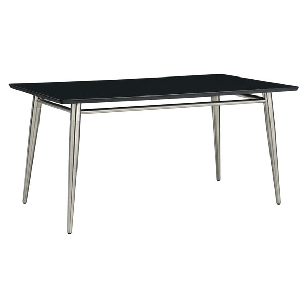 OSP Home Furnishings Brooklyn Matte Wood Top Coffee Table with Brushed Nickel Frame for Modern Living Black MG1242S-BK