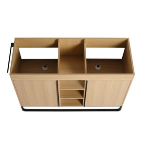 English Elm 48" Freestanding Bathroom Vanity Cabinet with 2 Soft-Close Doors, 3 Open Shelves, Towel Hanger, Boxes Designed for Organized Storage W999P376885