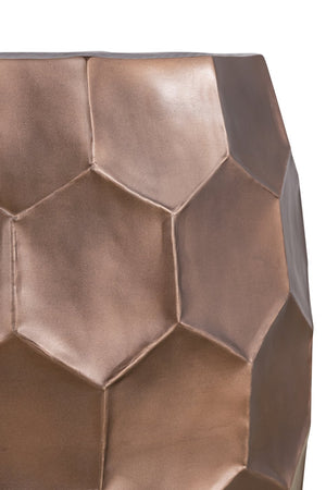 English Elm Modern Round Hand-Hammered Aluminum Coffee & End Table Set — Hexagonal Patterned Artisanal Design Copper B009S01531