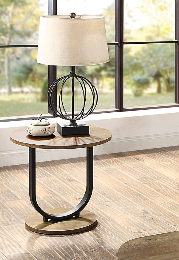 English Elm Industrial 3pc Coffee Table Set with Replicated Wood Tops and Sand Black U-Shape Steel Base, Rustic Appeal Black,Oak 51 L x 28 W x 8 H B2741P360157