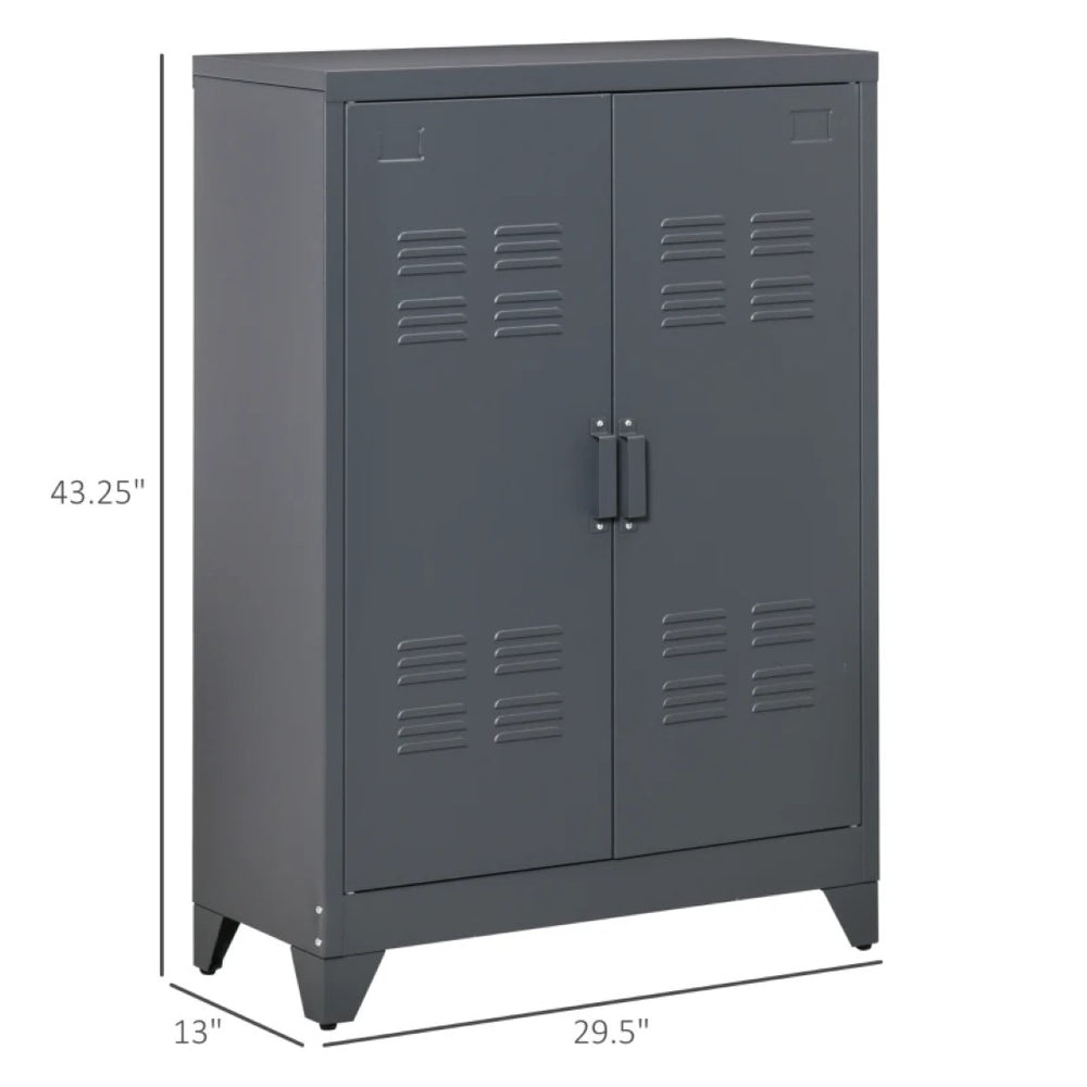 English Elm Stable Steel Locker Cabinet with Vented Doors and Adjustable Shelves for Home Office T3971P466149