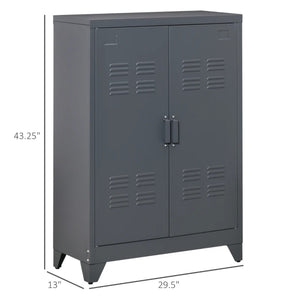 English Elm Stable Steel Locker Cabinet with Vented Doors and Adjustable Shelves for Home Office T3971P466149
