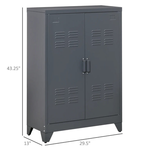 English Elm Stable Steel Locker Cabinet with Vented Doors and Adjustable Shelves for Home Office T3971P466149
