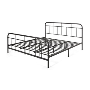 English Elm Queen Iron Platform Bed Pipe Style Frame No Box Spring Needed Industrial Loft Bedroom 64072.00FBLK-K
