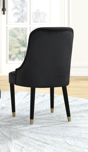 English Elm Contemporary Velvet Upholstered Rounded Back Dining Chairs with Gold Accent Legs Set of 2, Elegant Comfort Black 30.12 L x 24.22 W x 22.25 H B011P290547