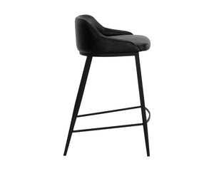 Sunpan Astra Counter Stool - Modern Faux Leather Design with Strong Iron Legs for Stylish Comfort Black / Nightfall Black
