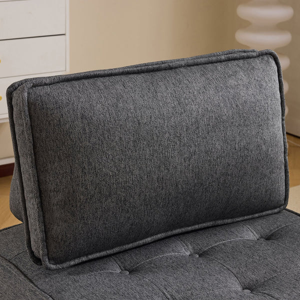 English Elm The dark gray modular linen sofa with solid wood frame — customizable, durable, Nordic style, perfect for small spaces W3612P395723