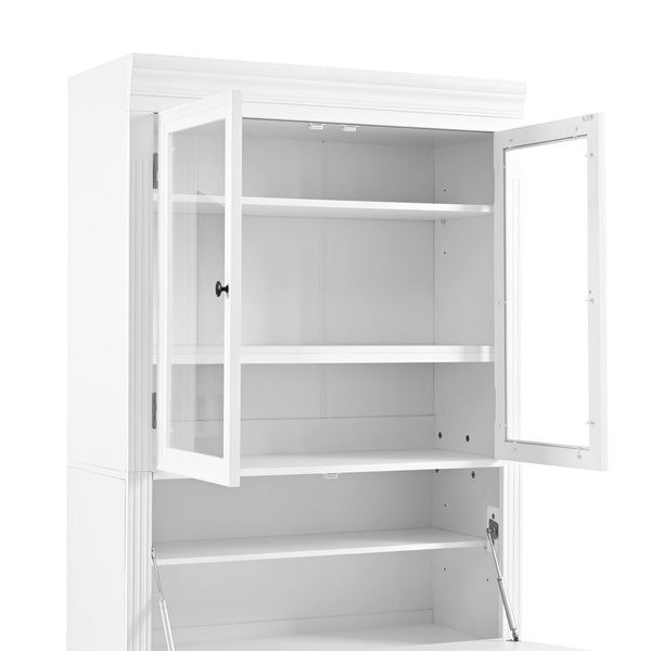 English Elm Topmax Shaker Pantry Cabinet with Drawers Power Outlet and Glass Doors SP000094AAK