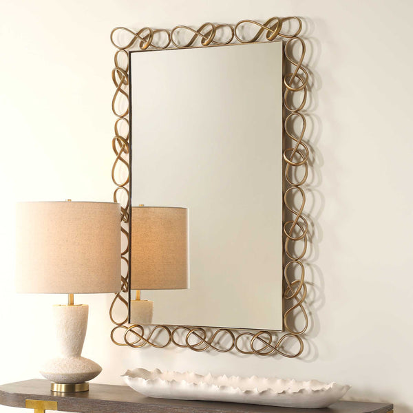Uttermost Infinity Loop Antique Brass Wall Mirror Elegant Statement for Any Room