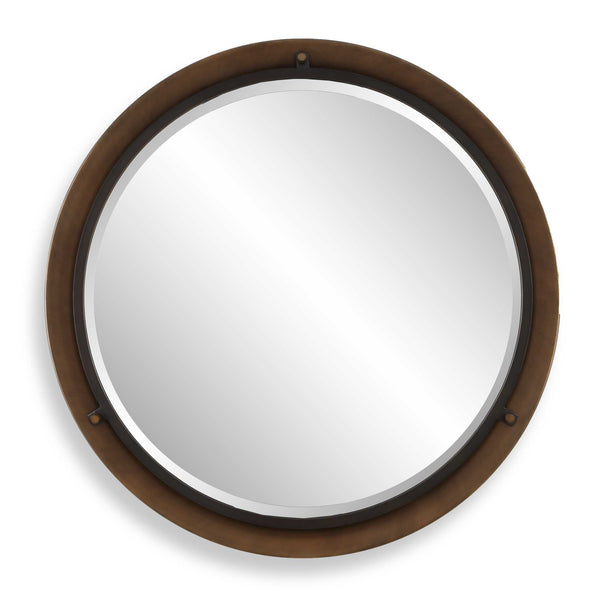 Uttermost Uttermost Porthole Rubbed Bronze Round Wall Mirror with Beveled Glass Focal Point 08287