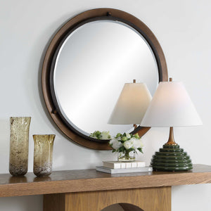Uttermost Porthole Rubbed Bronze Round Wall Mirror with Beveled Glass Focal Point