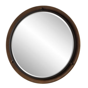 Uttermost Porthole Rubbed Bronze Round Wall Mirror with Beveled Glass Focal Point
