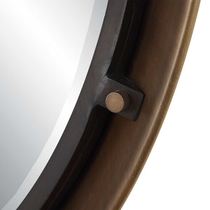 Uttermost Porthole Rubbed Bronze Round Wall Mirror with Beveled Glass Focal Point