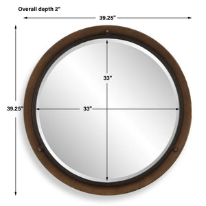 Uttermost Porthole Rubbed Bronze Round Wall Mirror with Beveled Glass Focal Point