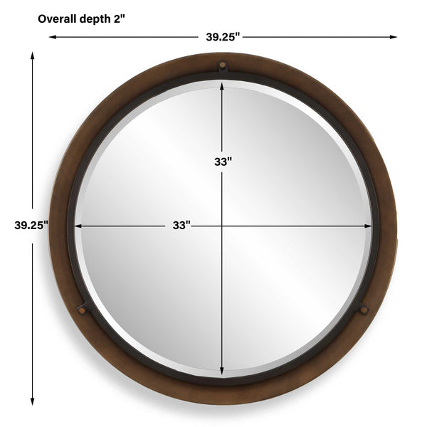 Uttermost Porthole Rubbed Bronze Round Wall Mirror with Beveled Glass Focal Point
